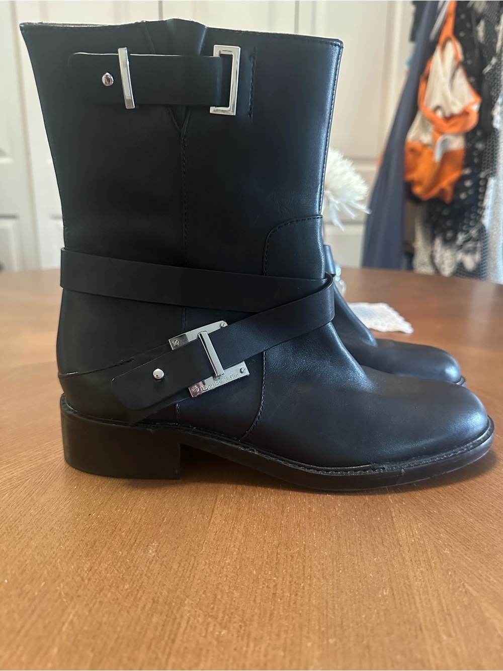 Louis Et Cie Black Leather Moto Valencia Round Toe Boots - Picture 13 of 15